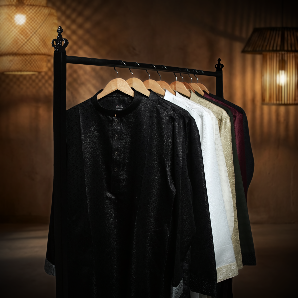 Black Panjabi with Ash Contrast-6 Midnight Elegance - Black Panjabi with Ash Contrast - Image 5