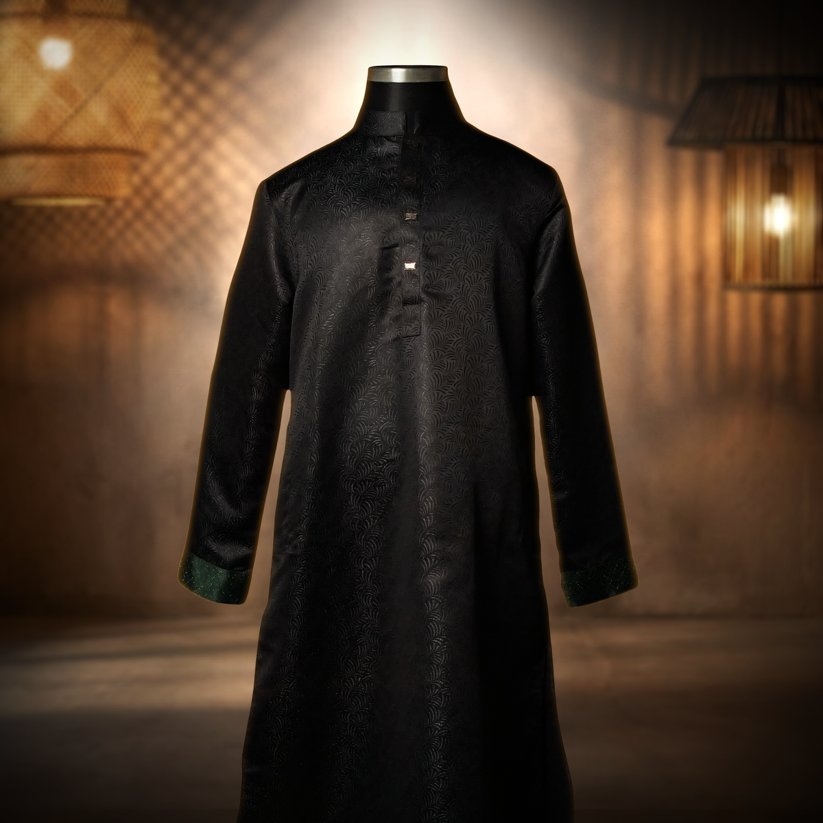 Black Panjabi with Green Contrast-2 Eclipse - Black Panjabi with Green Contrast - Image 3