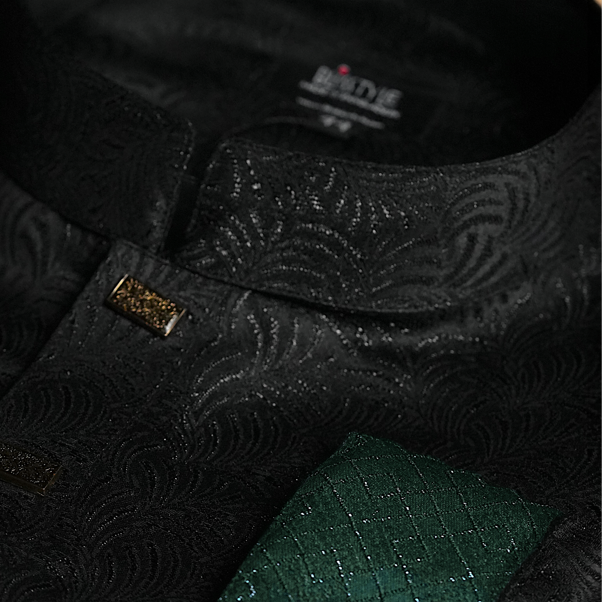 Black Panjabi with Green Contrast-3 Eclipse - Black Panjabi with Green Contrast - Image 2