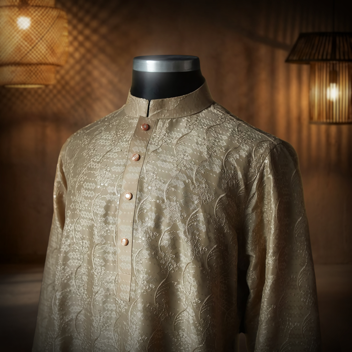 Creamy Off-White Panjabi with Contrast blank