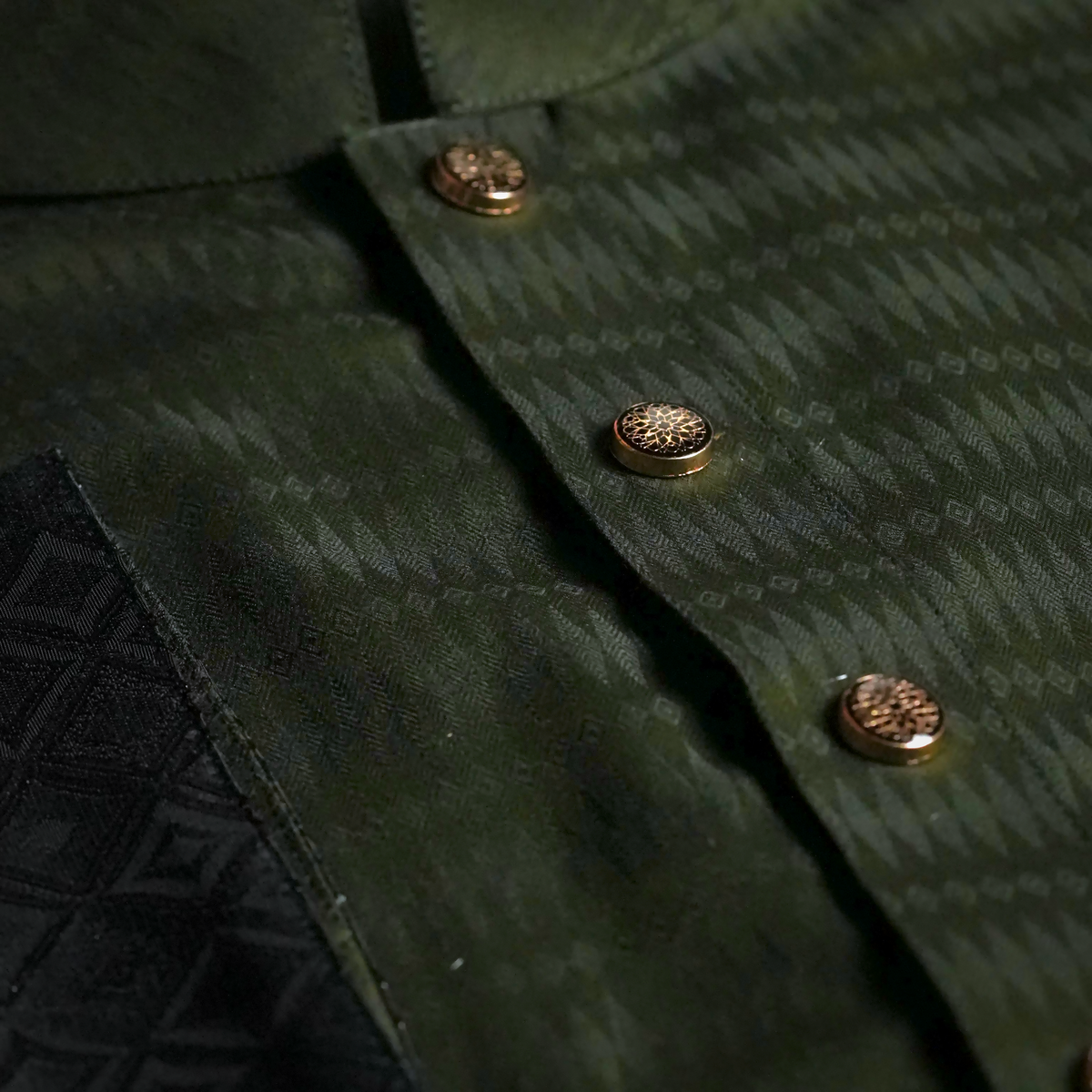 Green Panjabi with Black Contrast-3 Shadow Olive - Green Panjabi with Black Contrast - Image 2