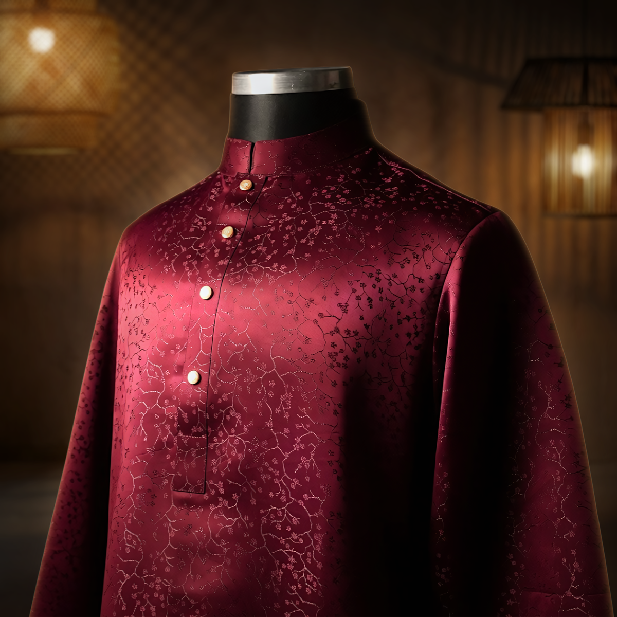 Maroon Panjabi with Black Contrast blank