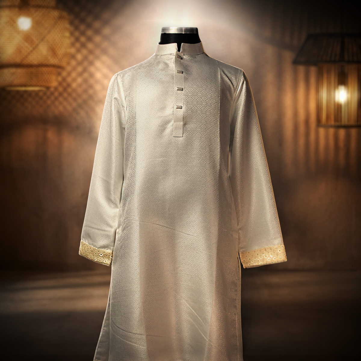 Royal White Panjabi with Gold Contrast-2 Pearl Noor - Royal White Panjabi with Gold Contrast - Image 3