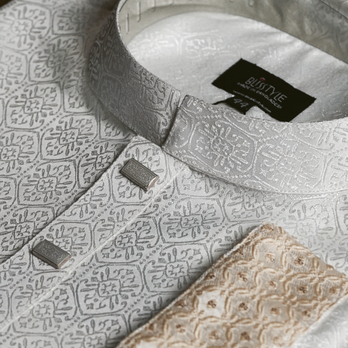 Royal White Panjabi with Gold Contrast-3 Pearl Noor - Royal White Panjabi with Gold Contrast - Image 2
