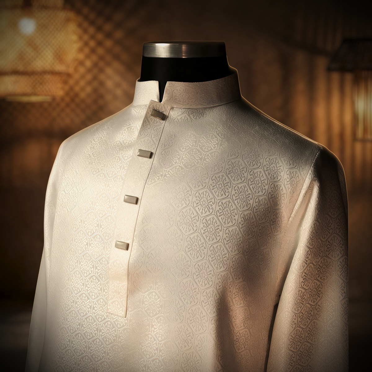 Royal White Panjabi with Gold Contrast blank